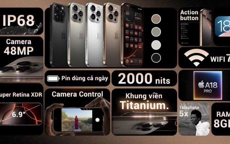 các cải tiến nổi bật trên iphone 16 pro max 1tb