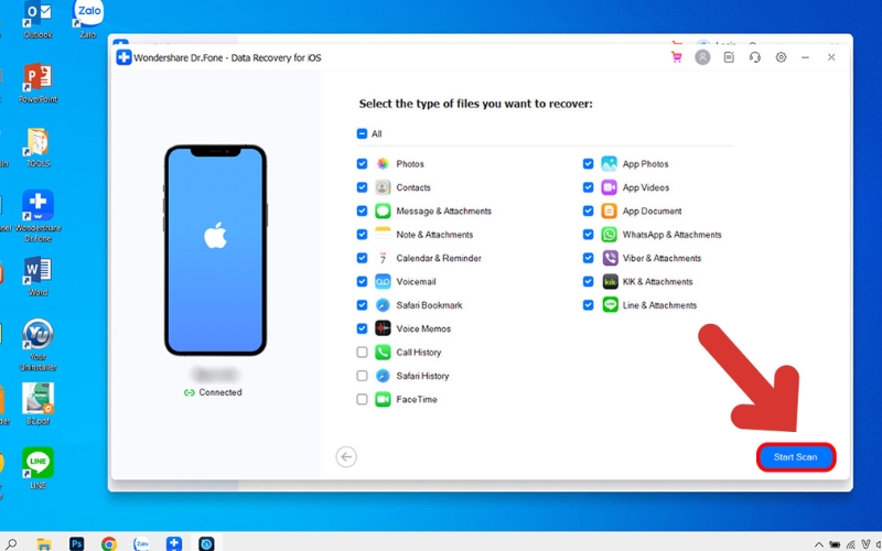 Kết nối iPhone với phần mềm Wondershare Dr.Fone