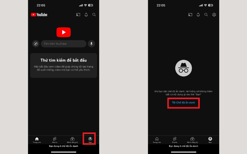 Cách tắt chế độ ẩn danh trên YouTube
