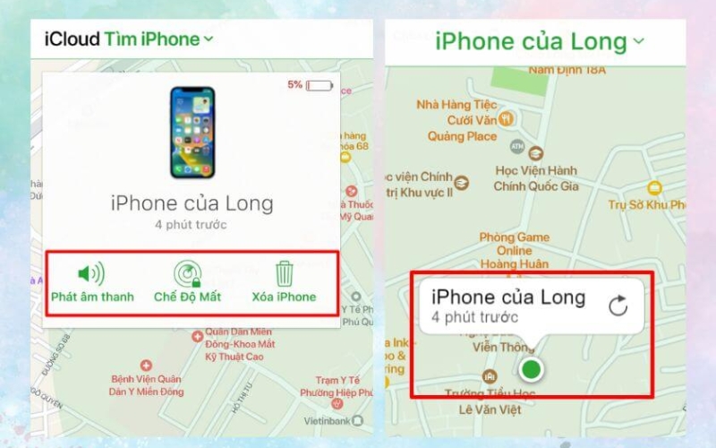 Xuất hiện bản đồ của iPhone bị mất