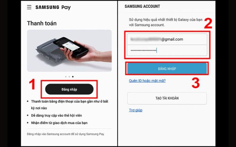 Dang nhap Samsung Pay