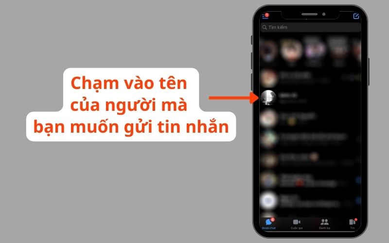 Chọn vào tên của người mà bạn muốn gửi tin nhắn