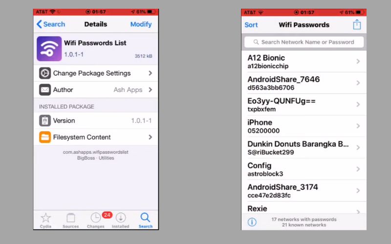 Xem mật khẩu Wi-Fi trên iPhone đã có jailbreak