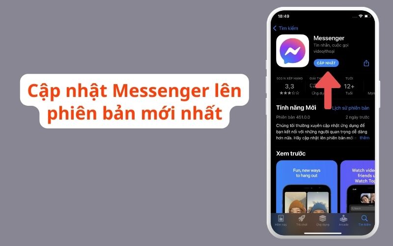 Gỡ và cài đặt lại ứng dụng Messenger