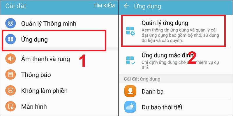 Vào phần quản lý ứng dụng để xoá cache