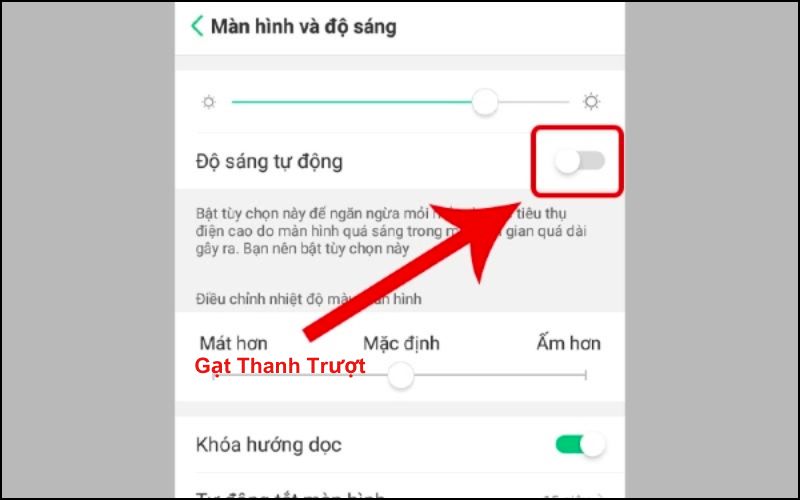 Gạt Thanh Trượt sang Trái (Màu Xám) để Tắt