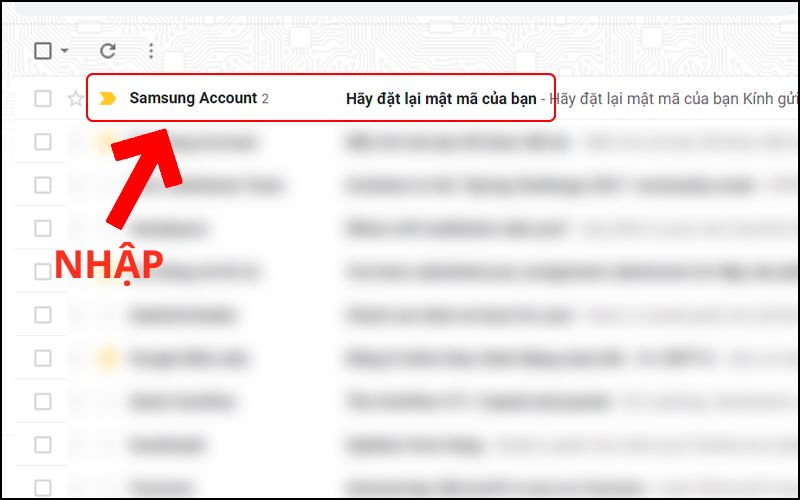 Bạn mở Email và nhận liên kết Samsung Account 