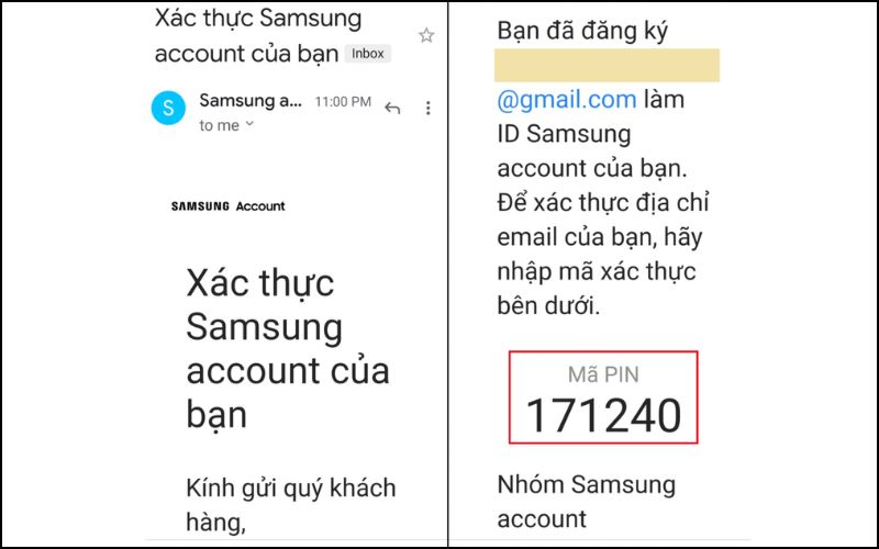 Samsung sẽ gửi mã xác thực cho bạn