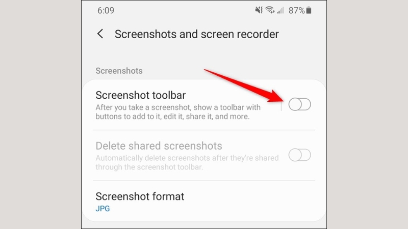 Bật Screenshot Toolbar