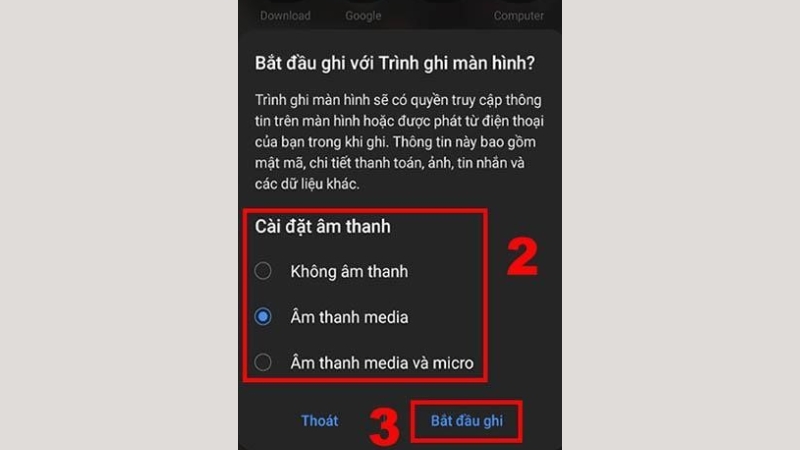 Sau đó, nhấn Bắt đầu ghi 