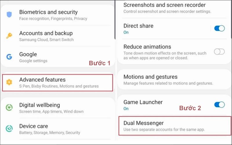 Tính năng ứng dụng kép Dual Messenger