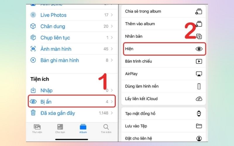 Thao tác hiện ảnh bị ẩn trên iPhone