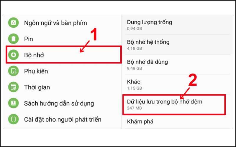 Dữ liệu lưu trong bộ nhớ đệm