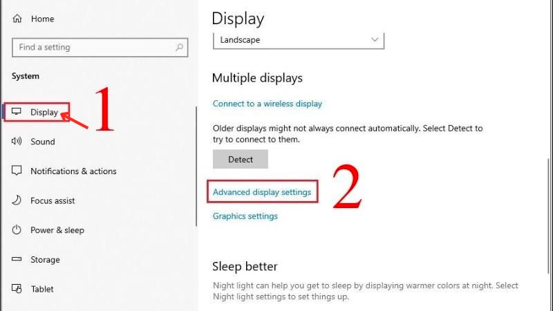 Chọn Advanced display settings