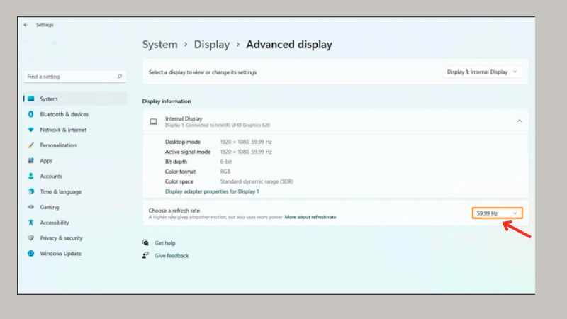 Choose a refresh rate chọn tần số quét thích hợp