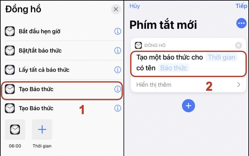 Tạo phím tắt báo thức