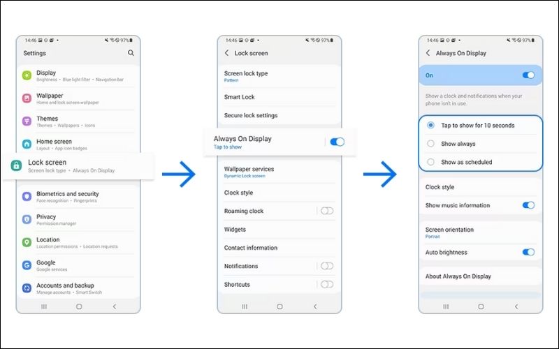 cac buoc bat always on display tren dien thoai samsung