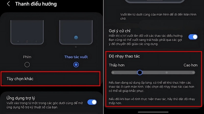 Tinh chỉnh độ nhạy của cử chỉ trên màn hình