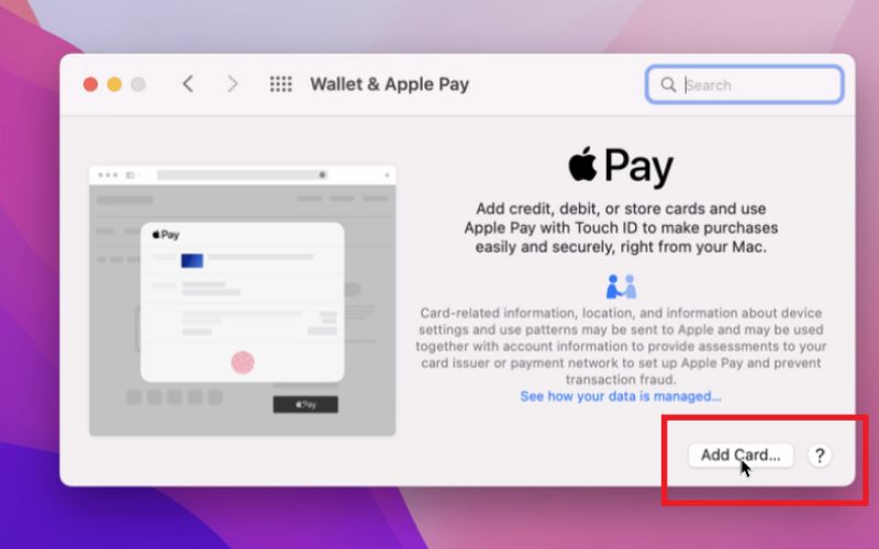 Thiết lập Apple Pay trên iMac hoặc MacBook