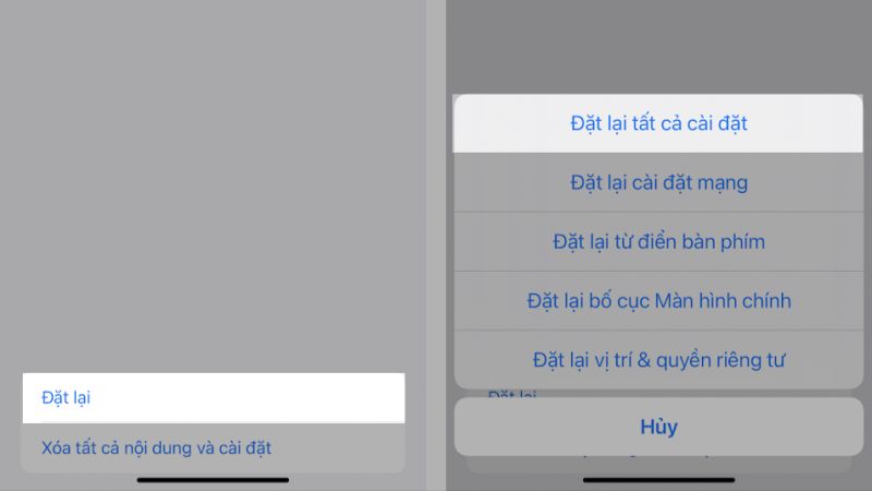Đặt lại tất cả cài đặt trên iPhone
