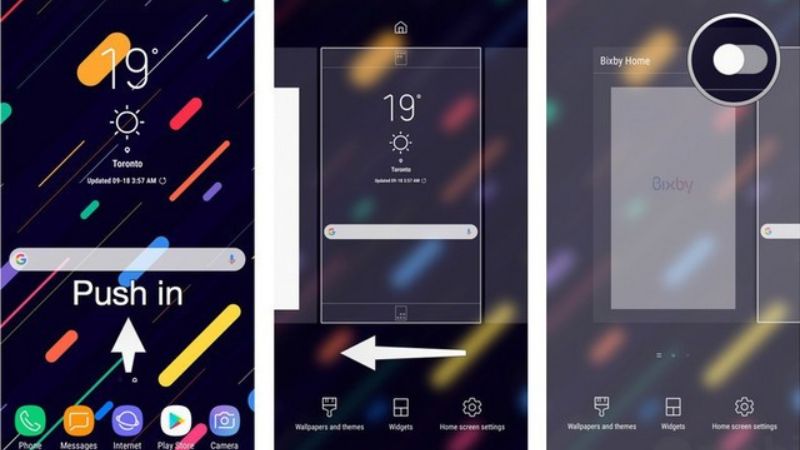 Vuốt sang trái và chọn Bật Bixby Home