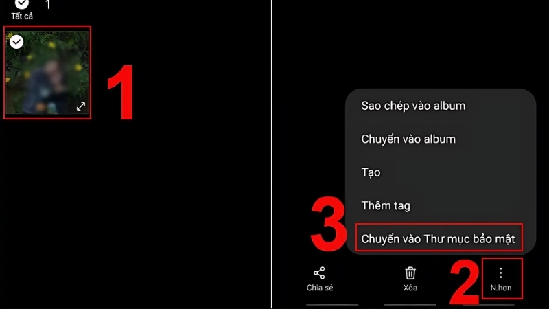 Chọn ảnh > Chọn Chuyển đến Thư mục Bảo mật (Move to Secure Folder)