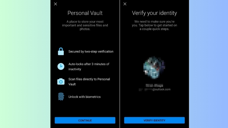 Nếu đây là lần đầu tiên bạn sử dụng Personal Vault, Microsoft sẽ yêu cầu bạn xác nhận danh tính