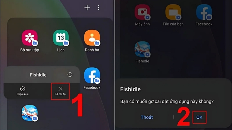 Nhấn và giữ vào biểu tượng ứng dụng bạn muốn xóa > Gỡ cài đặt