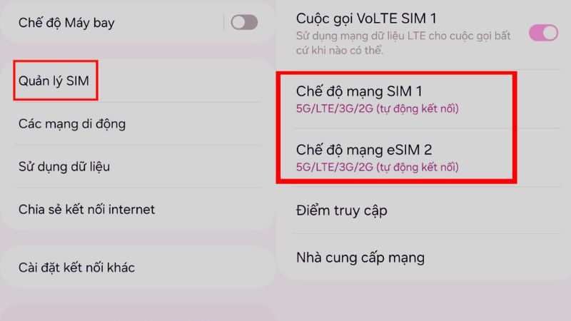 Chọn vào sim muốn kích hoạt 4G