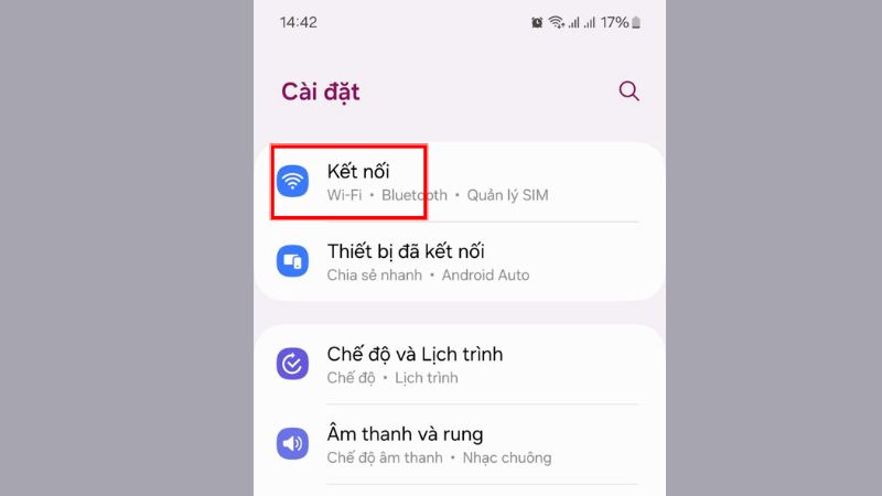 Chọn vào phần kết nối