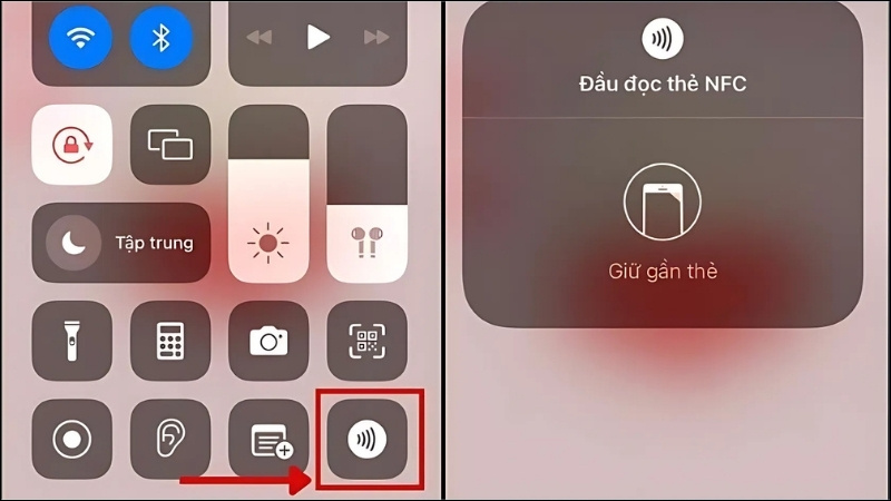  Nhấn vào biểu tượng Đầu đọc thẻ NFC