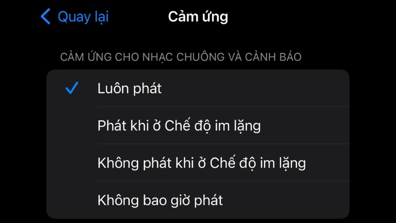 Chọn mục Luôn phát