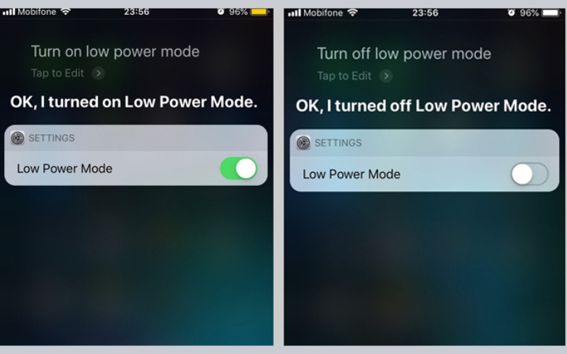 Đọc khẩu lệnh “Hey Siri, turn off Low Power Mode