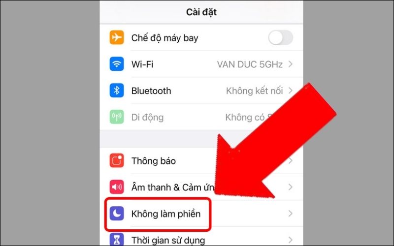 Nhấn vào Không làm phiền