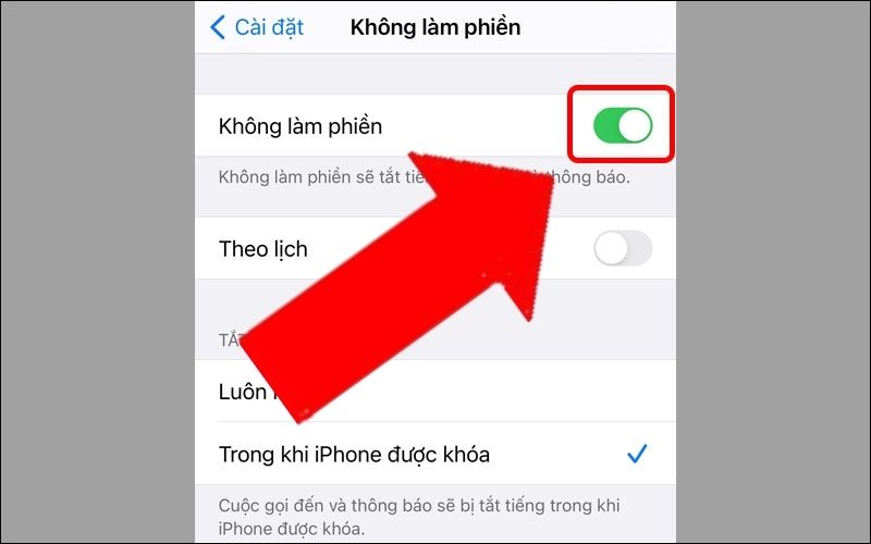 Tắt chế độ Không làm phiền bằng cách chạm