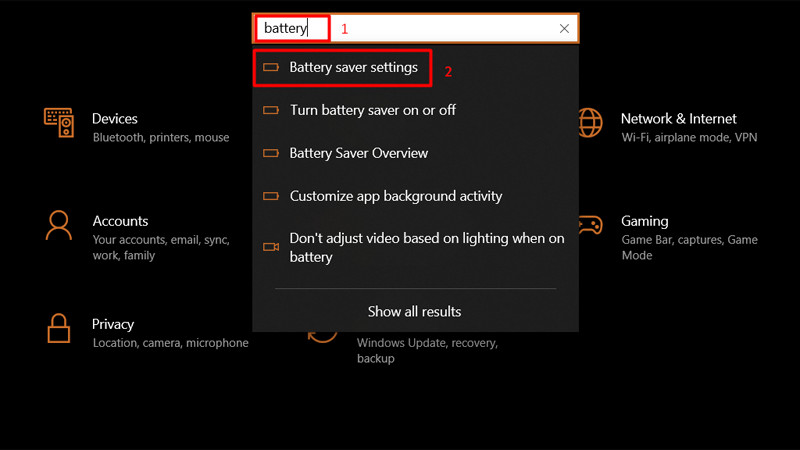 Chọn Battery saver settings