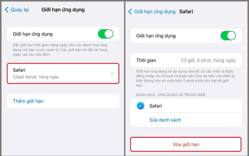 Tìm và nhấn vào Safari trong danh sách ứng dụng