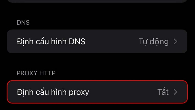 Chọn mục Định cấu hình proxy