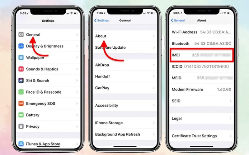 Check IMEI iPhone qua Cài đặt