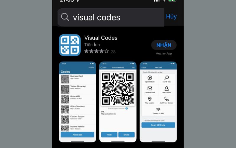 Tải ứng dụng Visual Codes để có mã QR