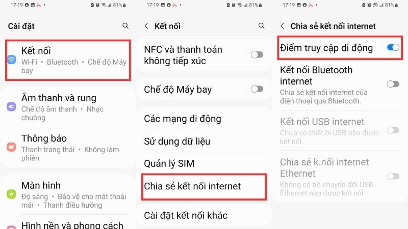 Cách chia sẻ Wifi trên Samsung trong Cài đặt