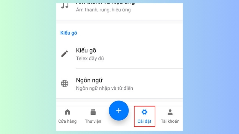 Chọn Cài đặt trong ứng dụng Laban Key