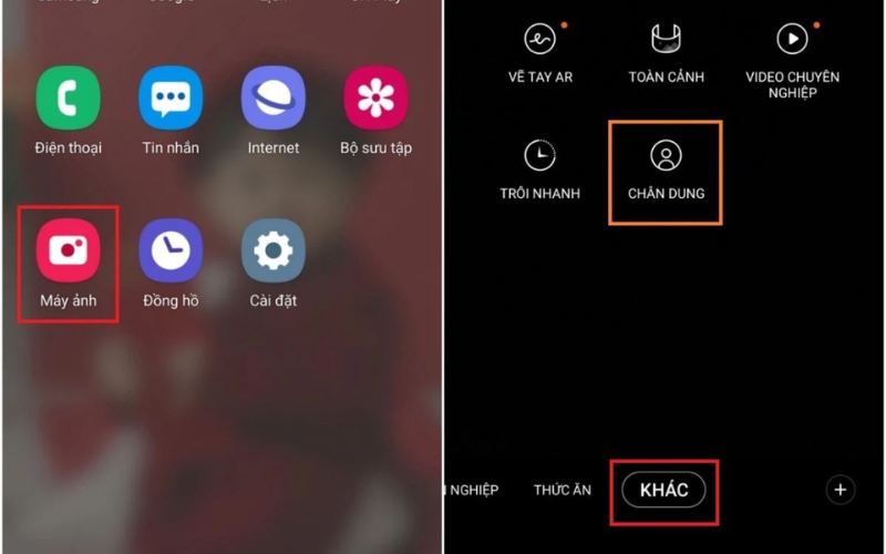Mở ứng dụng Máy ảnh trên điện thoại