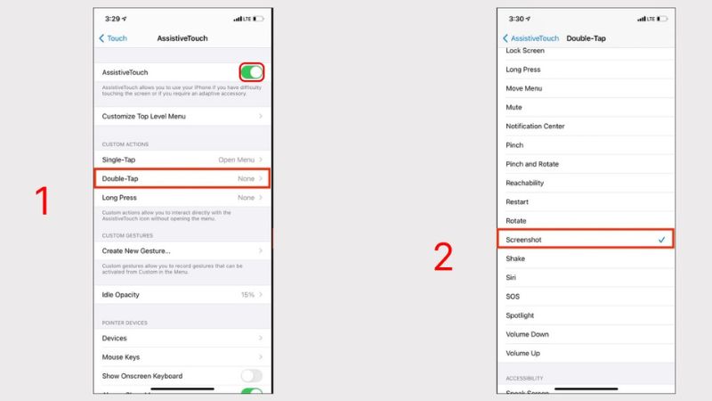 Chọn Chụp ảnh màn hình (Screenshot) để cài đặt tính năng này