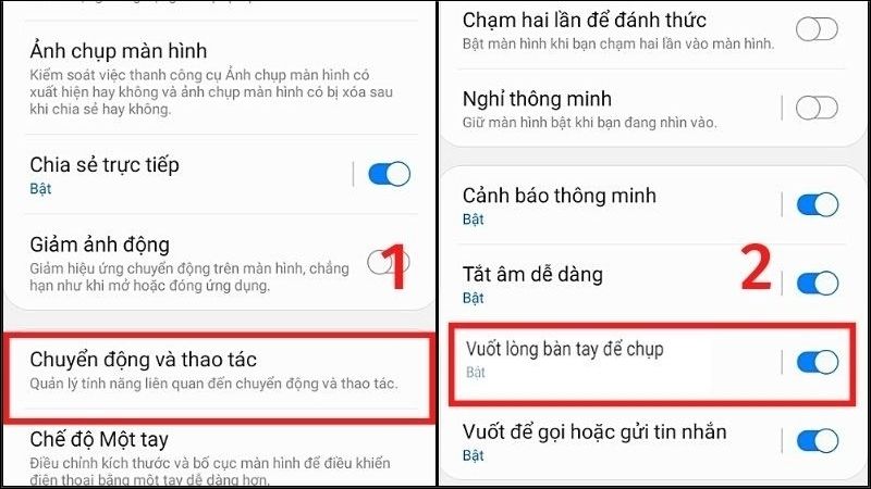 Tìm và chọn mục Chuyển động và thao tác