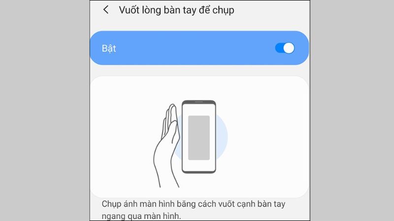 Đặt cạnh bàn tay ở mép màn hình rồi vuốt ngang