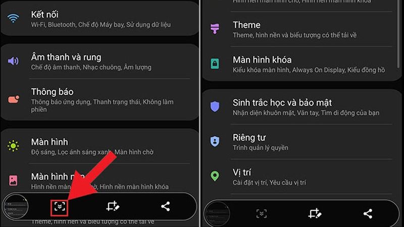 Nhấn biểu tượng Chụp cuộn và kéo đến hết phần muốn chụp