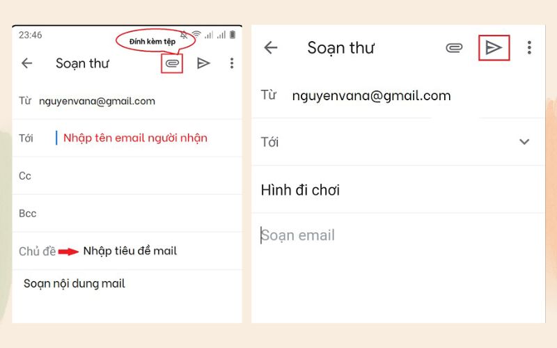 Người dùng có thể sử dụng Email để chuyển ảnh