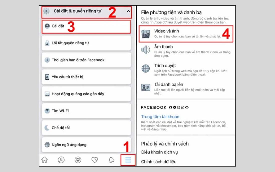 Các bước thay đổi thiết lập chế độ hình ảnh trên Facebook