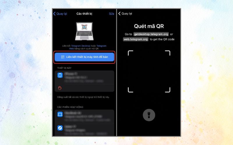 Quét mã QR để truy cập Telegram trên máy tính